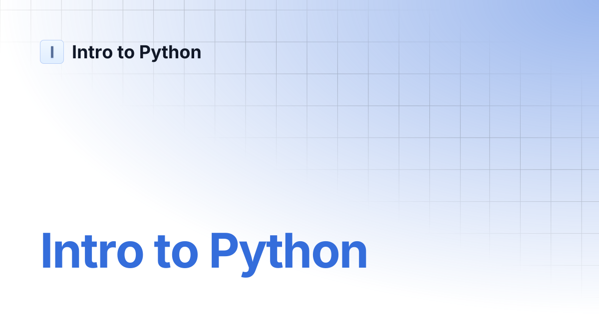 Intro to Python